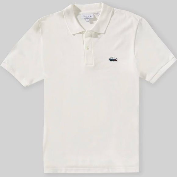 Lacoste x Pique Polo Shirt XL Classic Fit Green Croc Logo 100% Cotton White NWOT - Picture 3 of 12